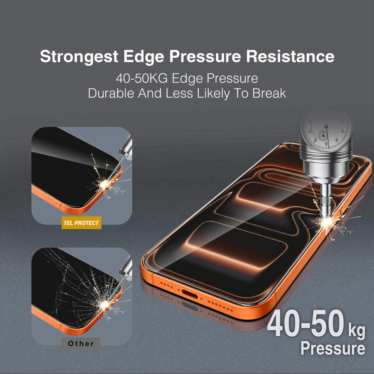 Pellicola protettiva per schermo Tel Protect 10X HD DLC Diamond Coating per Apple iPhone 17e / 16e / 14 / 13 Pro / 13, Vetro temperato, Full Glue, Nera