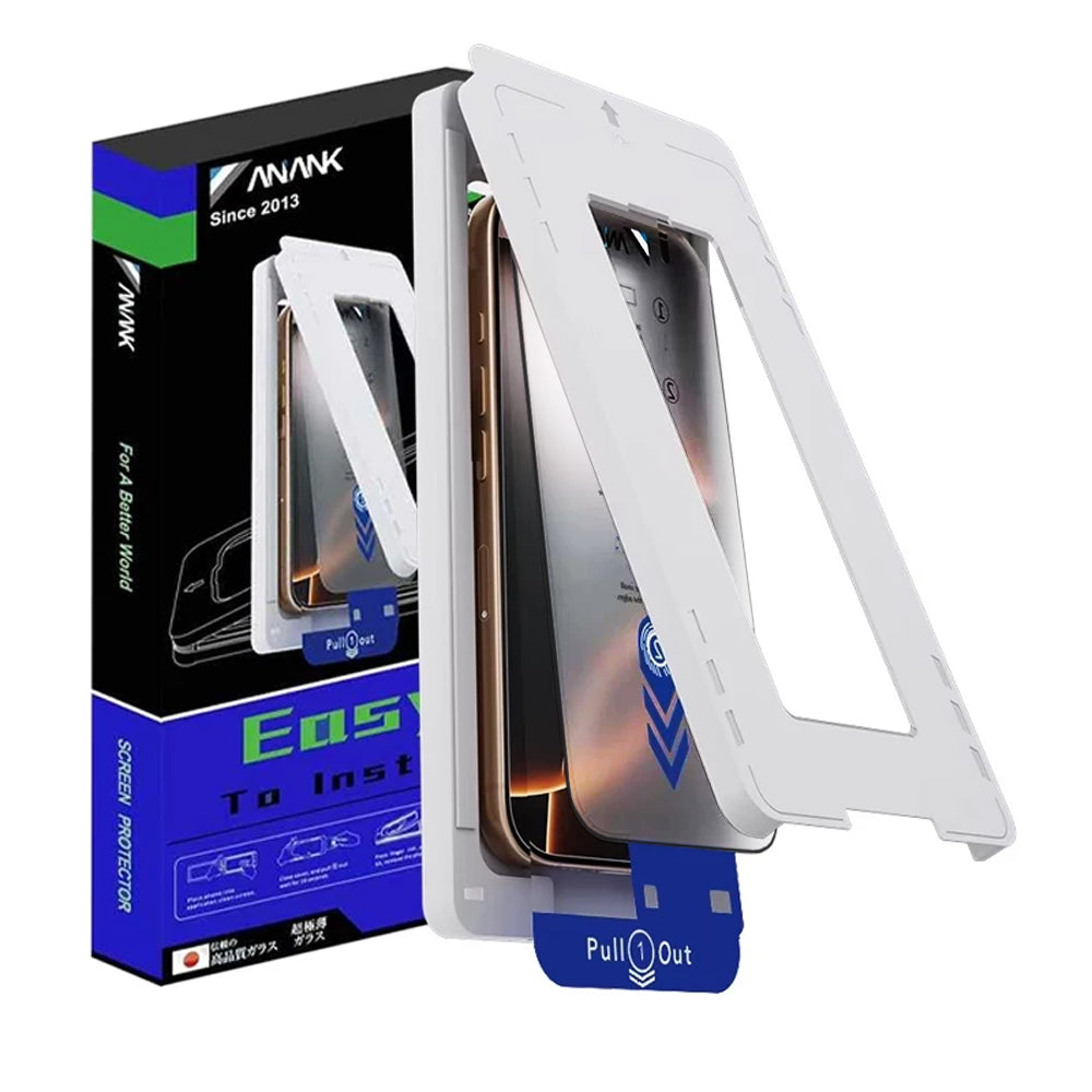 Anank 2X Verstärkte Displayschutzfolie für Apple iPhone 16 Pro, Gehärtetes Glas, Vollflächiger Kleber, 2.5D, Schwarz