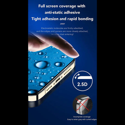 Pellicola protettiva per schermo Anank 3X Rinforzata per Apple iPhone 14 Pro Max, Vetro Temperato, Colla Completa, 2.5D, Nera