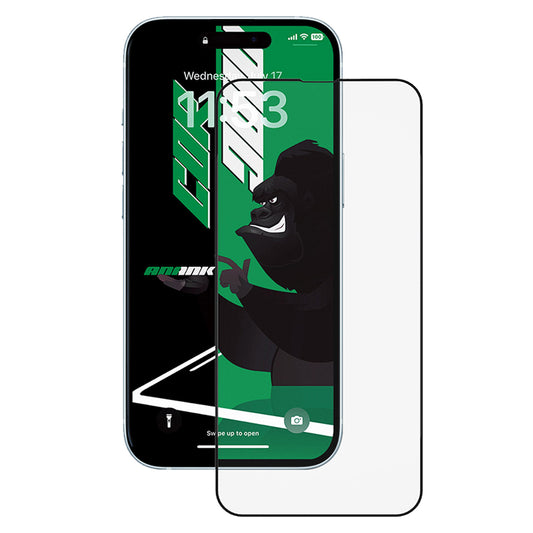 Film de protection d'écran Anank 5X Reinforced CG pour Apple iPhone 15, Verre trempé, Collage complet, 2.5D, Noir
