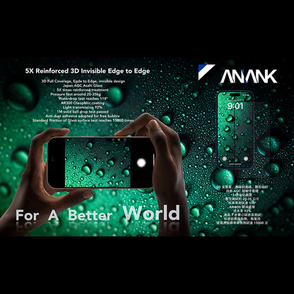 Schutzfolie Anank 5X Verstärkt Unsichtbar für Apple iPhone 17 Air, Gehärtetes Glas, Vollverklebung, 3D, Schwarz