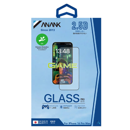 Pellicola protettiva per schermo Anank Anti-Impronte per Apple iPhone 14 Pro, Vetro temperato, Colla completa, 2.5D, Nero