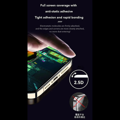 Film de protection d'écran Anank Anti-empreintes pour Apple iPhone 15, Verre trempé, Collage complet, 2.5D, Noir