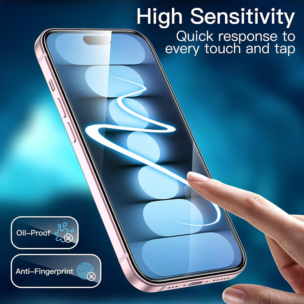 Anank Displayschutzfolie für Apple iPhone 15 Pro Max, gehärtetes Glas, Full Glue, 3D, 10 Stück Set