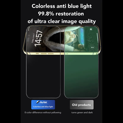 Anank Anti Blue Light Screen Protector for Apple iPhone 15 Pro, Tempered Glass, Full Glue, 2.5D, Black