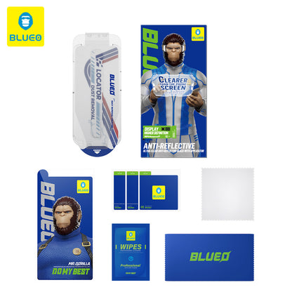 Film de protection d'écran Blueo Anti-Réfléchissant HD Applicator Pro pour Apple iPhone 16 Pro Max, Verre Trempé, Collage Complet, Noir
