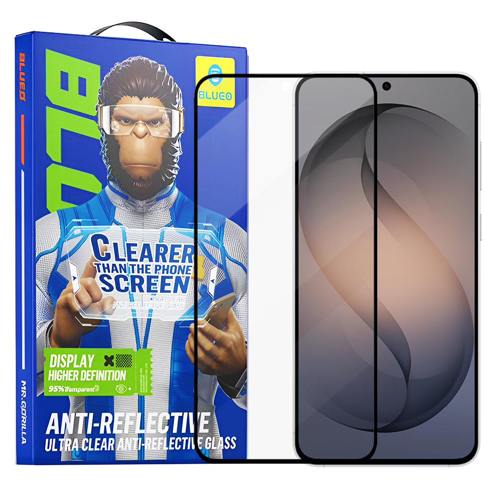 Film de protection écran Blueo Anti-Reflective HD pour Samsung Galaxy S26 S942, Verre Trempé, Full Glue, Noir