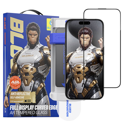 Blueo AR Applicator Pro Displayschutzfolie für Apple iPhone 16 Pro Max, gehärtetes Glas, Full Glue, 3D, Schwarz