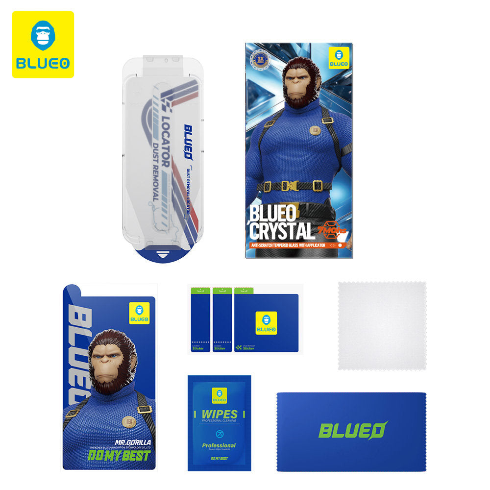 Film de protection écran Blueo Crystal Anti-Scratch Applicator pour Apple iPhone 17 Air, Verre Trempé, Full Glue, Noir