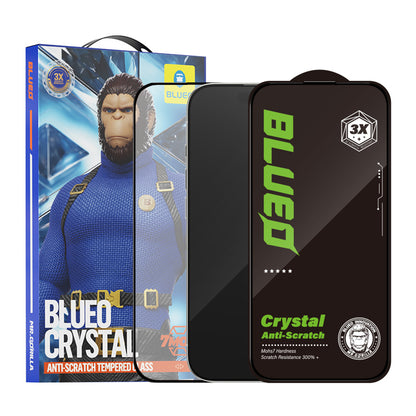 Pellicola protettiva per schermo Blueo Crystal Anti-Graffio per Apple iPhone 16 Plus / 15 Plus, Vetro Temperato, Full Glue, Nero