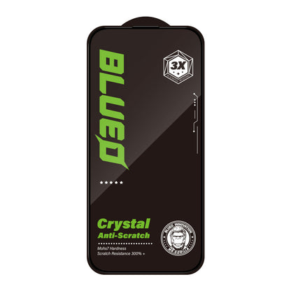 Pellicola protettiva per schermo Blueo Crystal Anti-Graffio per Apple iPhone 16 Plus / 15 Plus, Vetro Temperato, Full Glue, Nero