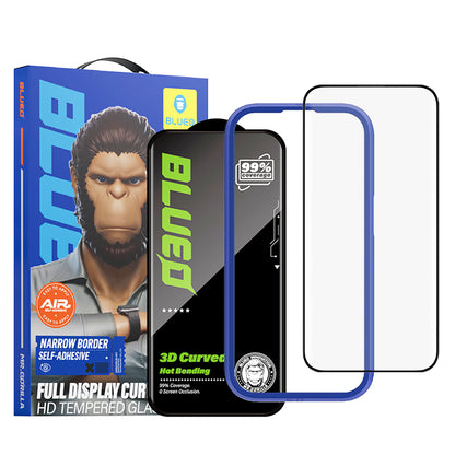 Blueo HD Displayschutzfolie für Apple iPhone 16 Pro Max, gehärtetes Glas, Full Glue, 3D, Schwarz