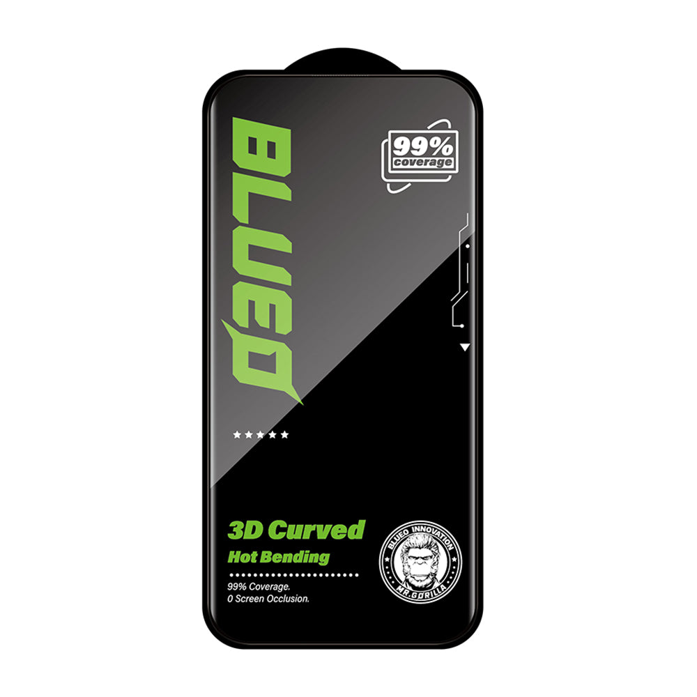 Blueo HD Displayschutzfolie für Apple iPhone 16 Pro Max, gehärtetes Glas, Full Glue, 3D, Schwarz