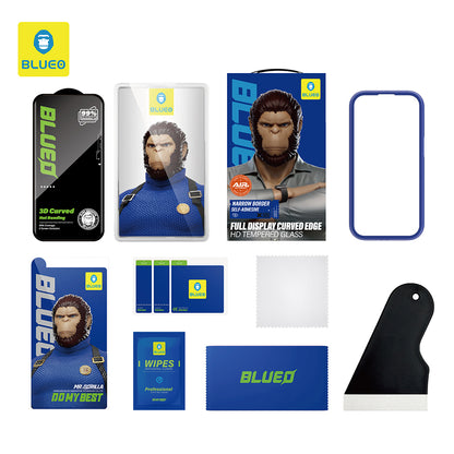 Blueo HD Displayschutzfolie für Apple iPhone 16 Pro Max, gehärtetes Glas, Full Glue, 3D, Schwarz