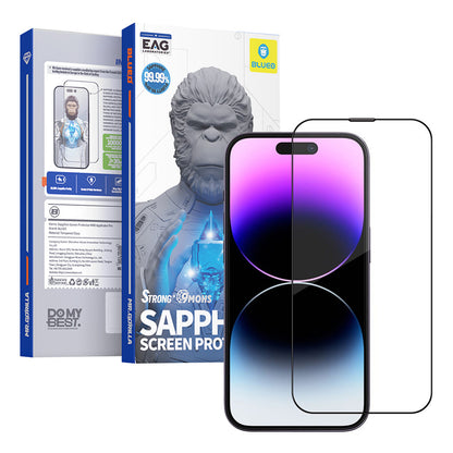 Pellicola protettiva per schermo Blueo Sapphire Applicator Pro per Apple iPhone 16 Pro, Vetro temperato, Full Glue, Nero