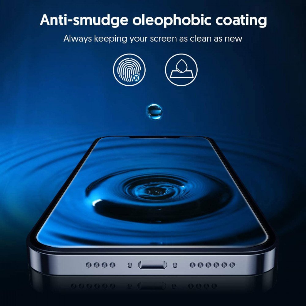 Pellicola protettiva per schermo Blueo Silk HD per Apple iPhone 12 Pro Max, vetro temperato, Full Glue, set da 5 pezzi, 2.5D, nero