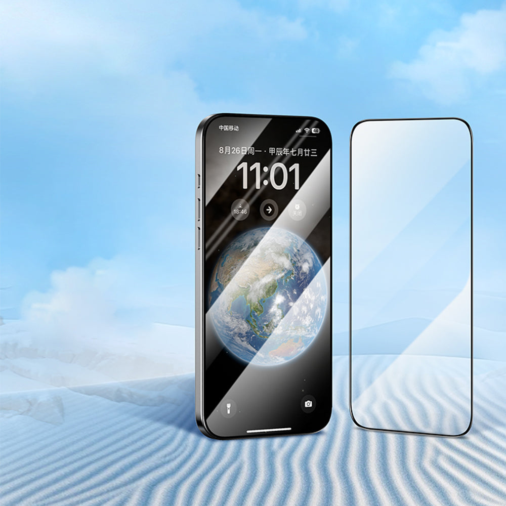 Blueo Silk HD Displayschutzfolie für Apple iPhone 14 Pro Max, gehärtetes Glas, Full Glue, 5er-Set, 2,5D, Schwarz