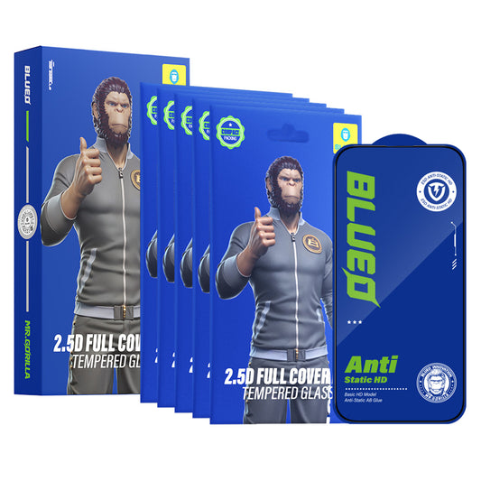 Film de protection d'écran Blueo Silk HD pour Apple iPhone X, Verre trempé, Collage intégral, Lot de 5 pièces, 2.5D, Noir