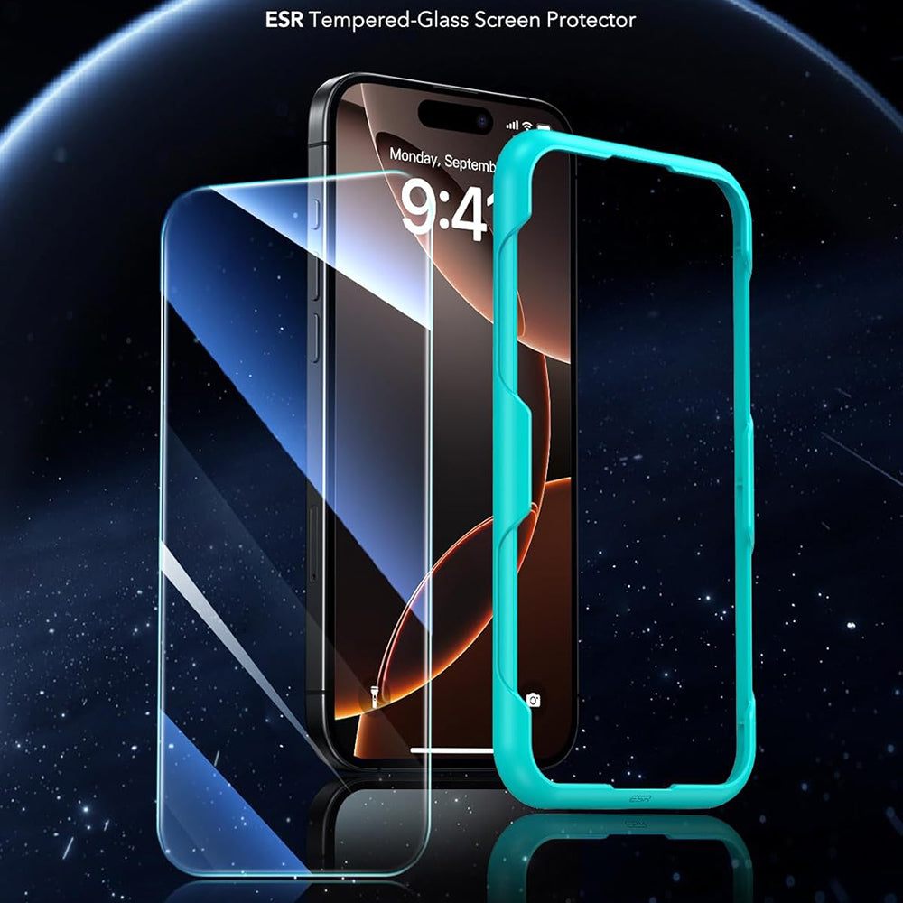Schutzfolie ESR Bildschirm für Apple iPhone 17 / 16 Pro, Gehärtetes Glas, Vollverklebung, Set 3 Stück