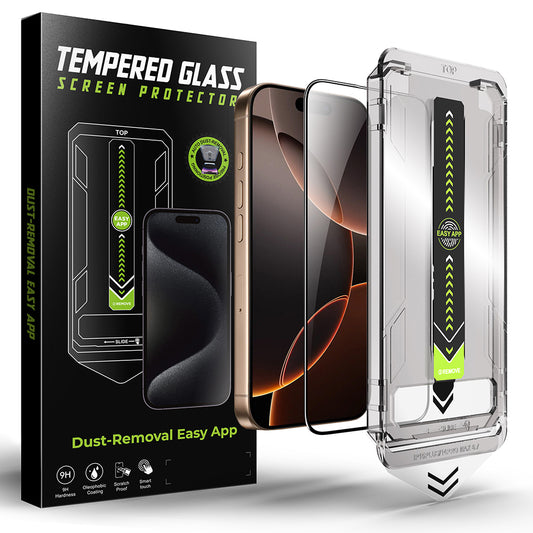Schutzfolie Techsuit TitanGlass für Apple iPhone 17 Pro, gehärtetes Glas, Full Glue, Schwarz