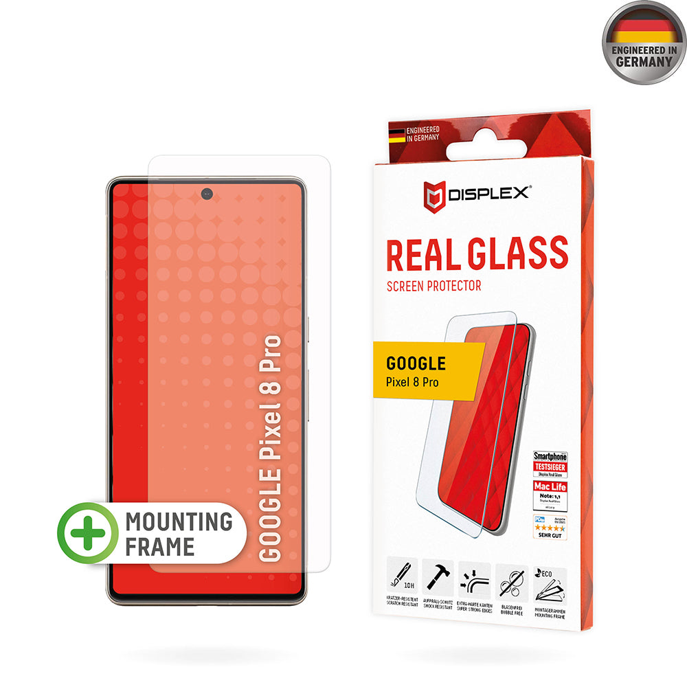 Film de protection écran Displex Real Glass pour Google Pixel 8 Pro, Verre Trempé, Full Glue, 2D