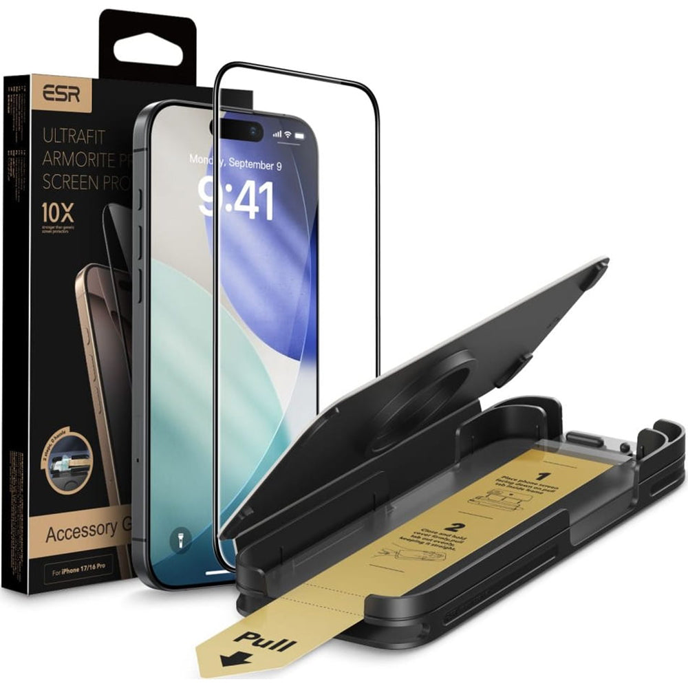 Pellicola protettiva per schermo ESR Armorite Pro UltraFit per Apple iPhone 18 Pro Max / 17 Pro Max, Vetro temperato, Full Glue, Nero