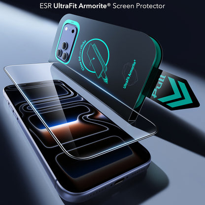 Pellicola protettiva per schermo ESR Armorite UltraFit per Apple iPhone 18 Pro / 17 Pro, vetro temperato, Full Glue, set da 2 pezzi, nero