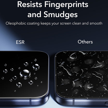 Pellicola protettiva per schermo ESR Armorite UltraFit per Apple iPhone 18 Pro / 17 Pro, vetro temperato, Full Glue, set da 2 pezzi, nero