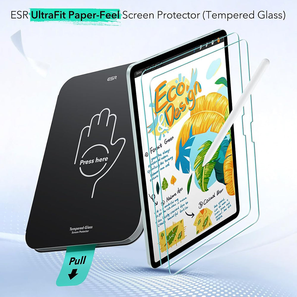 Schutzfolie ESR Paper Feel UltraFit für Apple iPad (2025) / (2022), Kunststoff, Set 2 Stück
