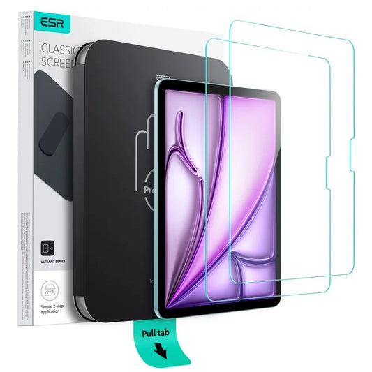 Pellicola Protettiva Schermo ESR UltraFit per Apple iPad Air 11 (2025) / Air 11 (2024), Vetro Temperato, Full Glue, Set 2 pezzi