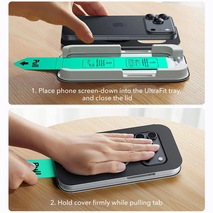 Film de protection d'écran ESR UltraFit pour Apple iPhone 18 Pro / 17 Pro, Verre trempé, Collage intégral, Lot de 3 pièces, Noir