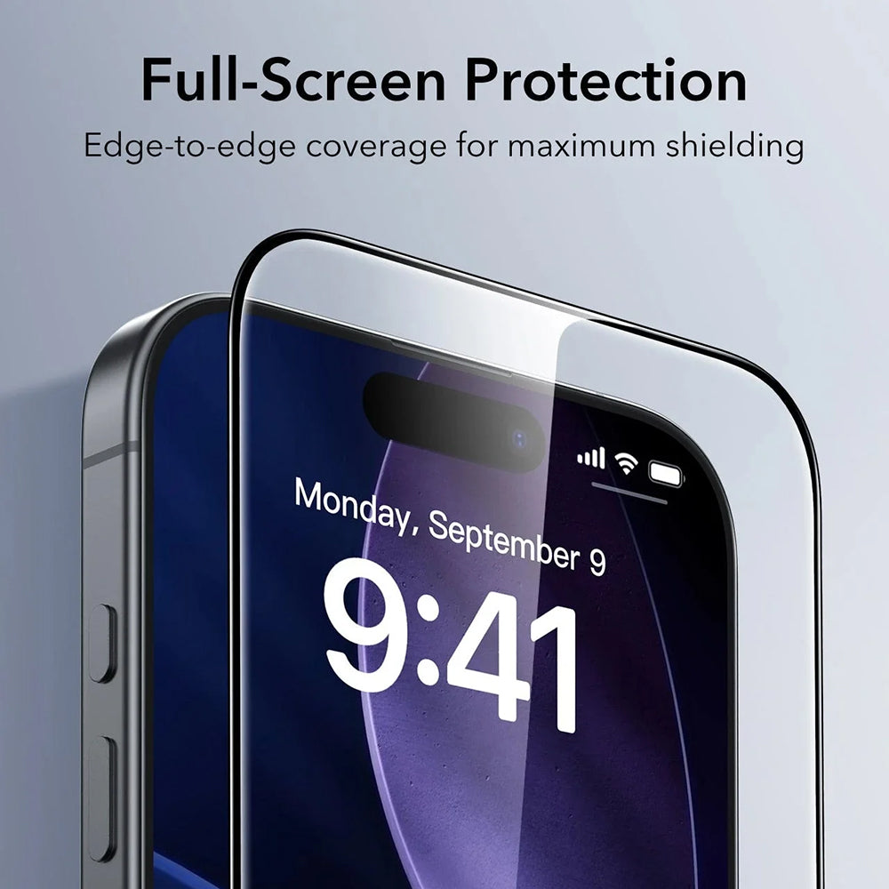 Film de protection d'écran ESR UltraFit pour Apple iPhone 18 Pro Max / 17 Pro Max, Verre trempé, Collage intégral, Lot de 3 pièces, Noir