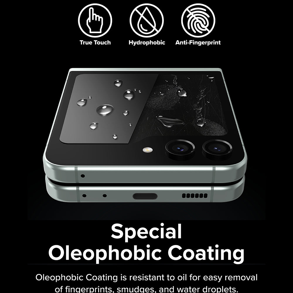 Pellicola protettiva Schermo Esterno Ringke per Samsung Galaxy Z Flip5 F731, Vetro Temperato, Full Glue, Set 2 pezzi
