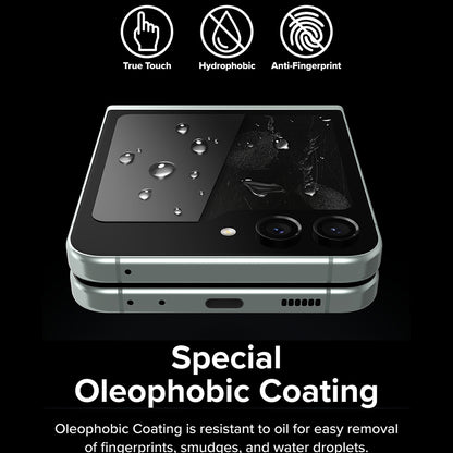Pellicola protettiva Schermo Esterno Ringke per Samsung Galaxy Z Flip5 F731, Vetro Temperato, Full Glue, Set 2 pezzi