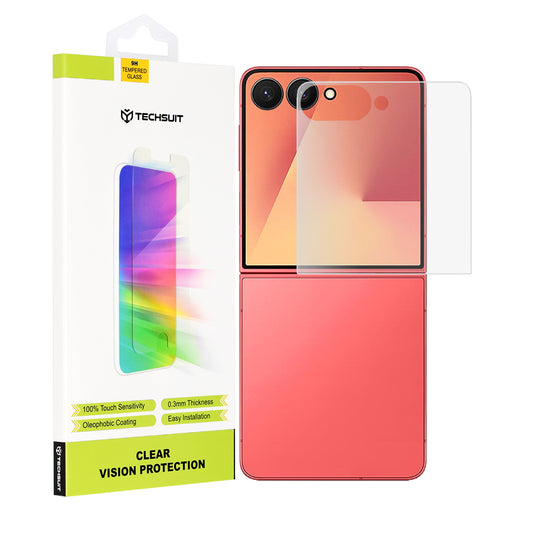 Film de protection écran extérieur Techsuit Clear Vision pour Samsung Galaxy Z Flip7 F766, verre trempé, collage intégral
