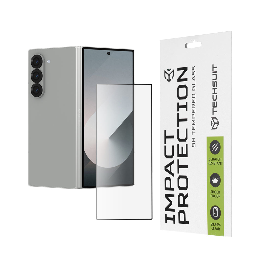 Pellicola Protettiva per Schermo Esterno Techsuit per Samsung Galaxy Z Fold6 F956, Vetro Temperato, Full Glue, 111D, Nero