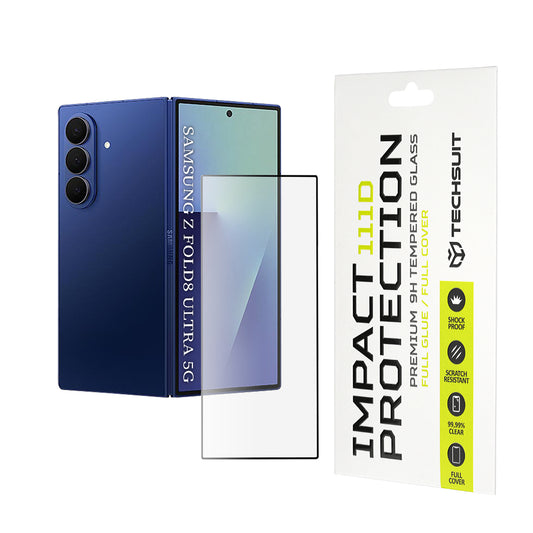 Film de protection écran extérieur Techsuit pour Samsung Galaxy Z Fold8 Ultra F971, Verre trempé, Full Glue, 111D, Noir