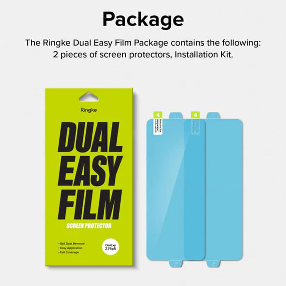 Film de protection Écran Intérieur Ringke Dual Easy pour Samsung Galaxy Z Flip5 F731, Plastique, Lot de 2 pièces
