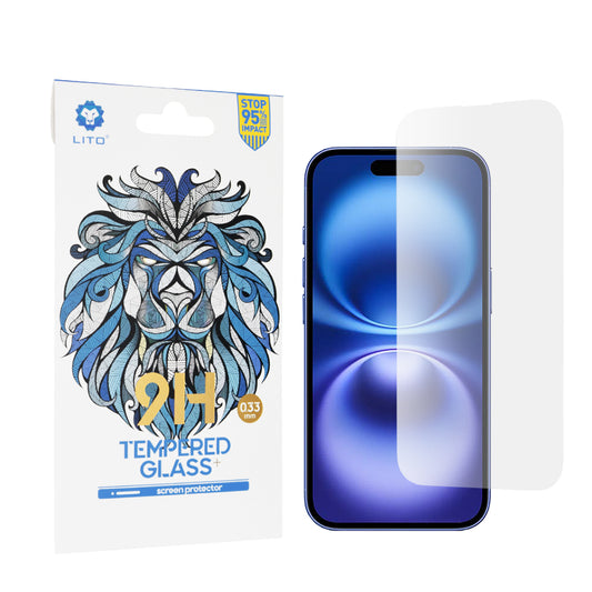 Pellicola protettiva per schermo Lito Classic per Apple iPhone 16, Vetro temperato, Full Glue, 2.5D