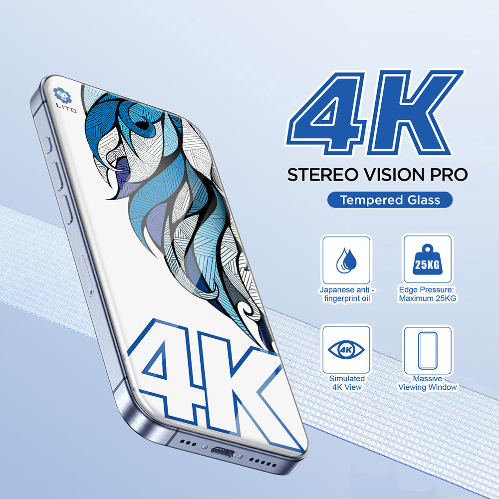 Film de protection écran Lito D+ Max 4K pour Apple iPhone 17 / 16 Pro, Verre Trempé, Full Glue, Noir