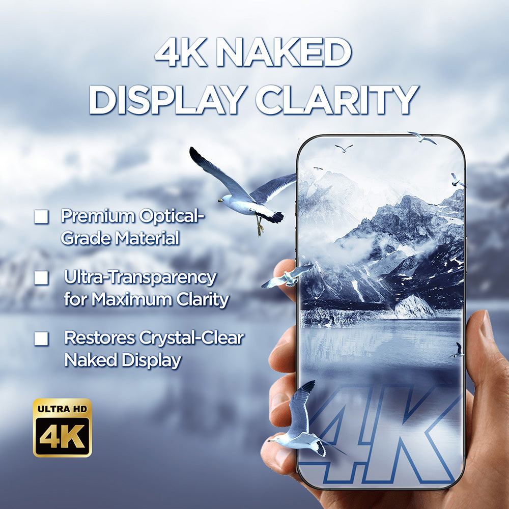 Film de protection écran Lito D+ Max 4K pour Apple iPhone 17 / 16 Pro, Verre Trempé, Full Glue, Noir