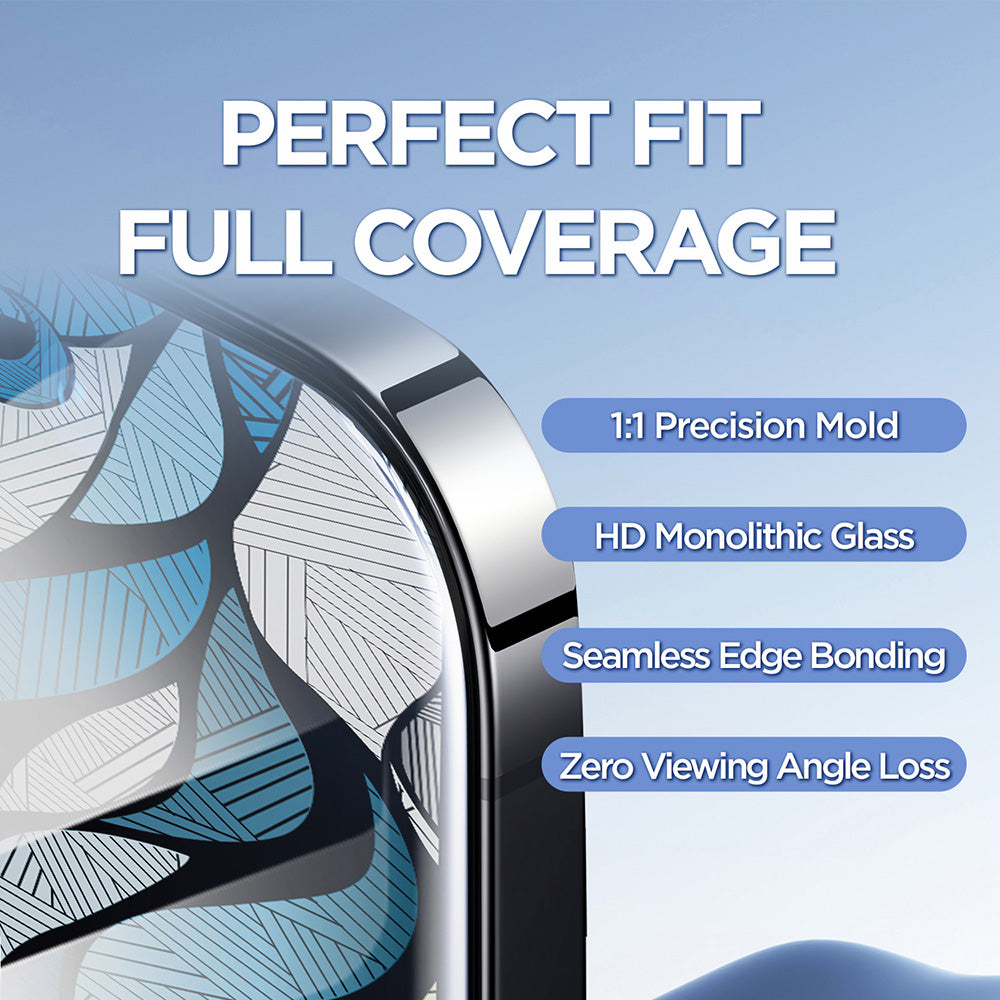 Film de protection écran Lito D+ Max 4K pour Apple iPhone 17 / 16 Pro, Verre Trempé, Full Glue, Noir