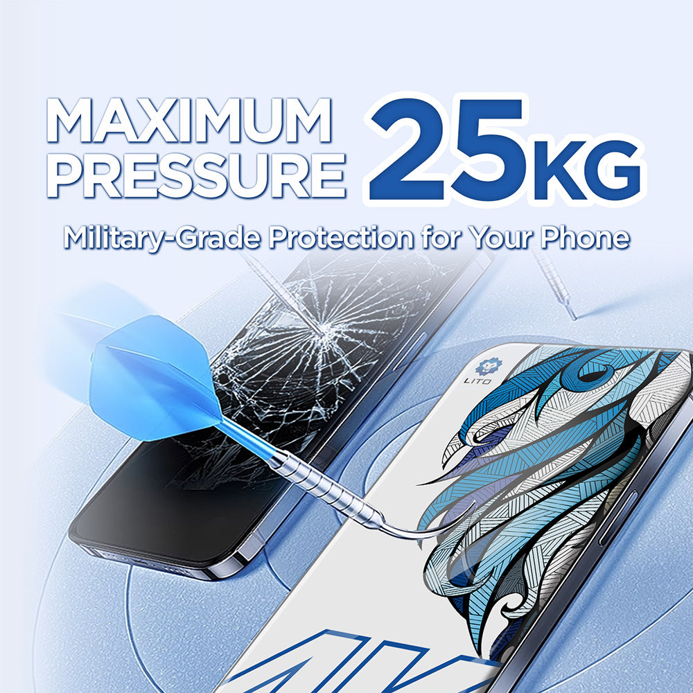 Film de protection écran Lito D+ Max 4K pour Apple iPhone 17 / 16 Pro, Verre Trempé, Full Glue, Noir