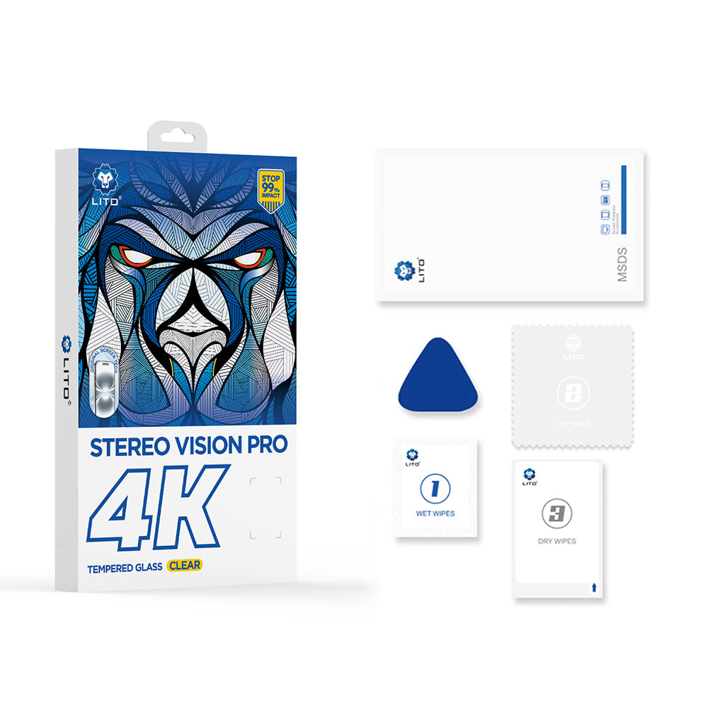 Film de protection écran Lito D+ Max 4K pour Apple iPhone 17 / 16 Pro, Verre Trempé, Full Glue, Noir