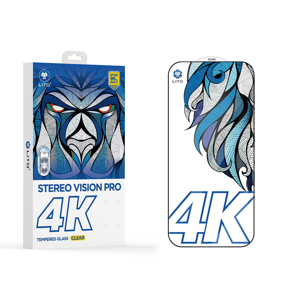 Film de protection écran Lito D+ Max 4K pour Apple iPhone 17 / 16 Pro, Verre Trempé, Full Glue, Noir