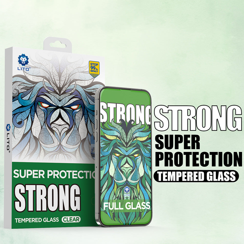 Schutzfolie Lito D+ Max Strong für Apple iPhone 17 / 16 Pro, Gehärtetes Glas, Vollverklebung, Schwarz