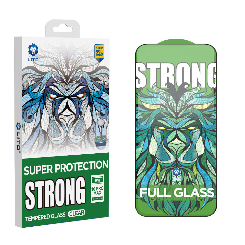 Schutzfolie Lito D+ Max Strong für Apple iPhone 17 / 16 Pro, Gehärtetes Glas, Vollverklebung, Schwarz