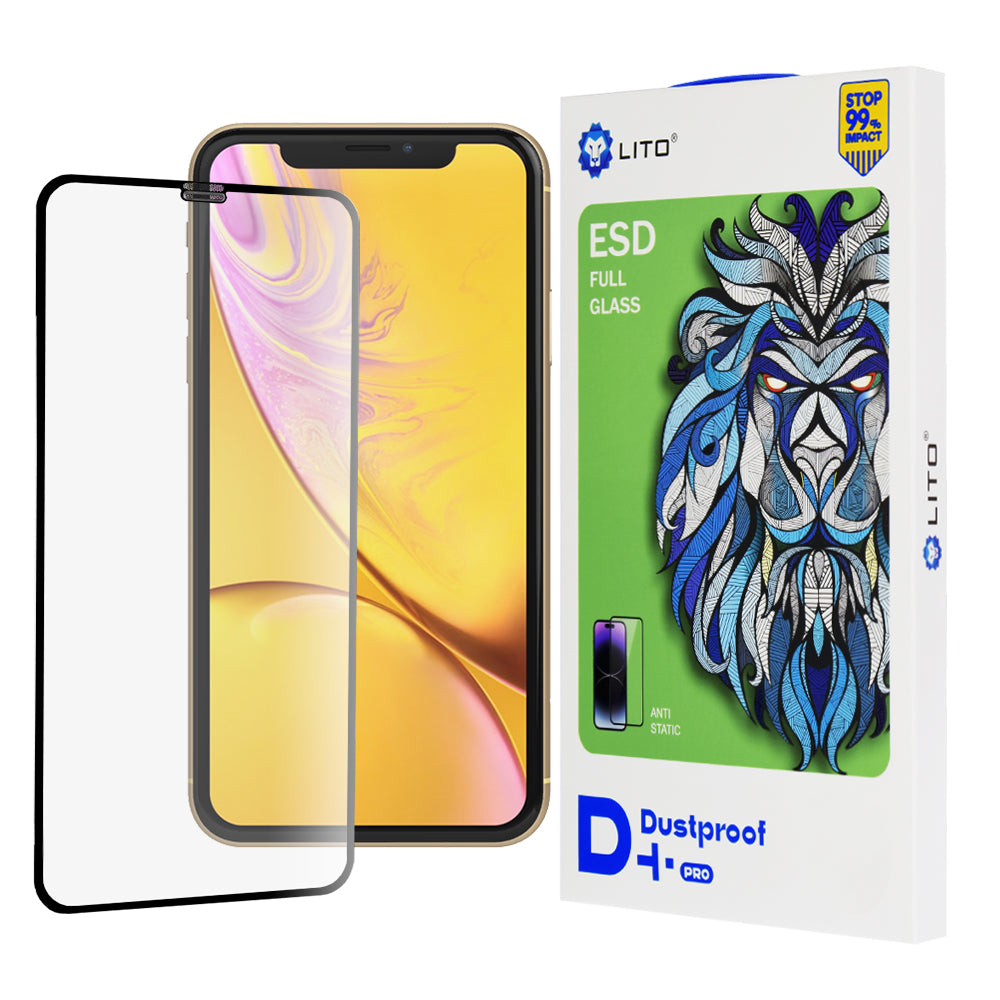Pellicola protettiva per schermo Lito D+ Pro Dustproof per Apple iPhone 11 / XR, Vetro temperato, Colla completa, Nera