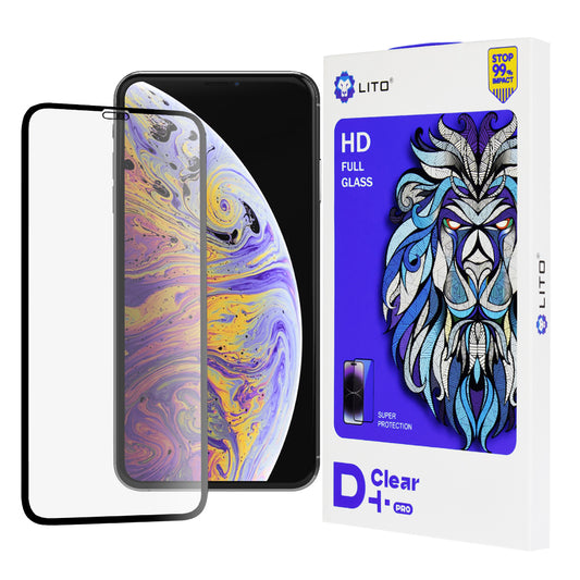 Lito D+ Pro Displayschutzfolie für Apple iPhone 11 Pro Max / XS Max, gehärtetes Glas, Full Glue, Schwarz