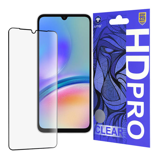 Lito HD Pro Clear Displayschutzfolie für Samsung Galaxy A05s A057, gehärtetes Glas, Vollkleber, Schwarz